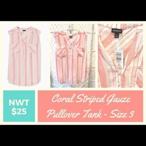 NWT Torrid Coral Striped gauze Pullover Tank Size 3